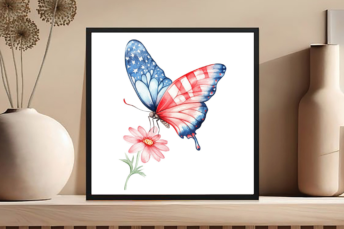 Watercolor Butterfly 4th Of July, an Illustration by DreamCafeArt (Photo 5 of 5)