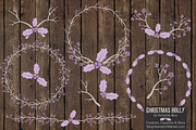 Lavender Holly Wreaths & Branches, an Illustration by Amanda Ilkov (Thumbnail 2 of 5)