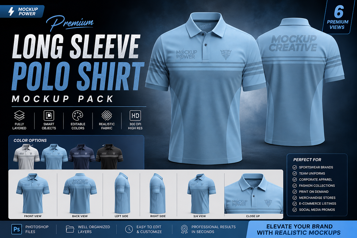 Premium Short Polo Shirt Mockup Pack, a Shirt Mockup by Mockup Power (Photo 5 of 5)