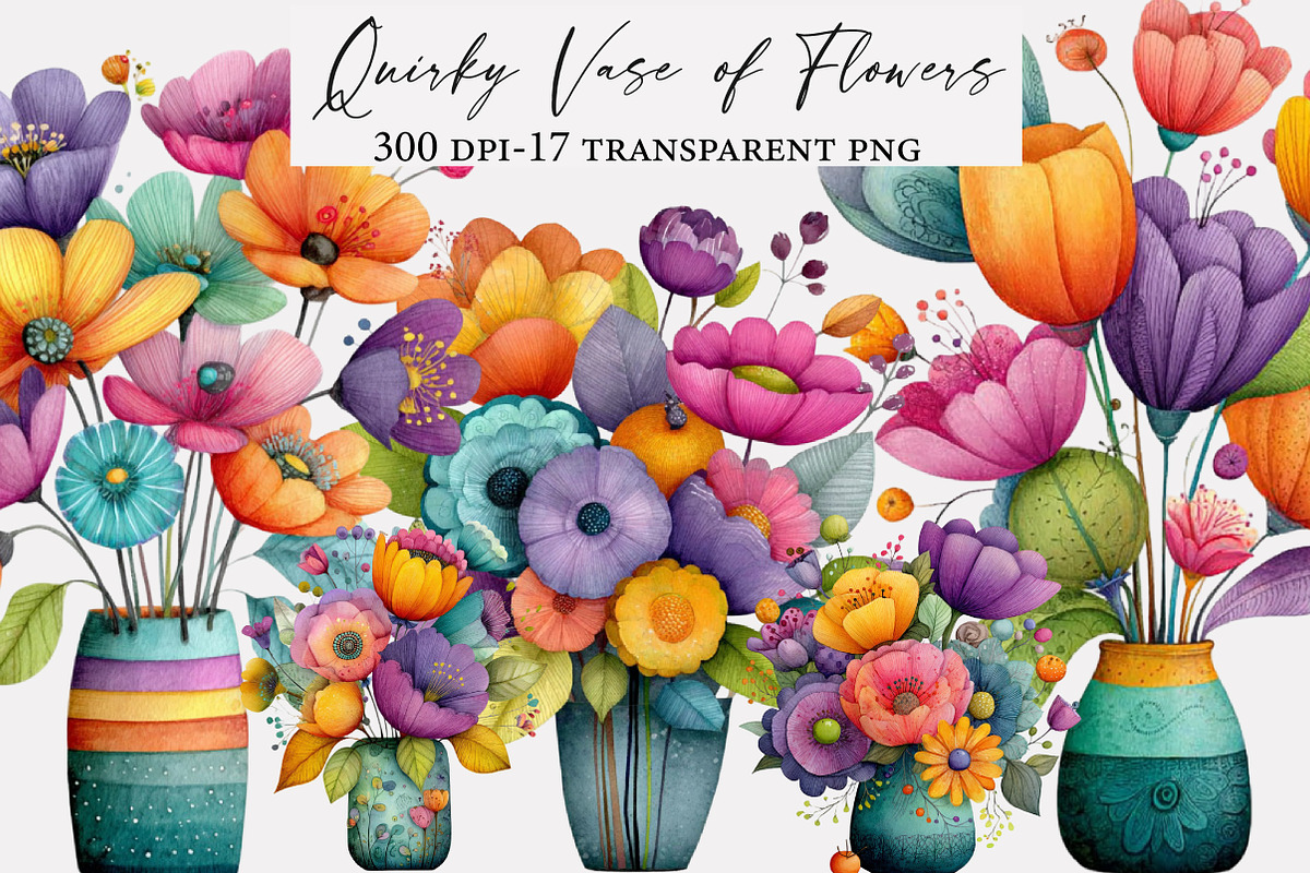 Quirky Vase of Flowers Clip Art, an Illustration by Designworld (Photo 1 of 5)