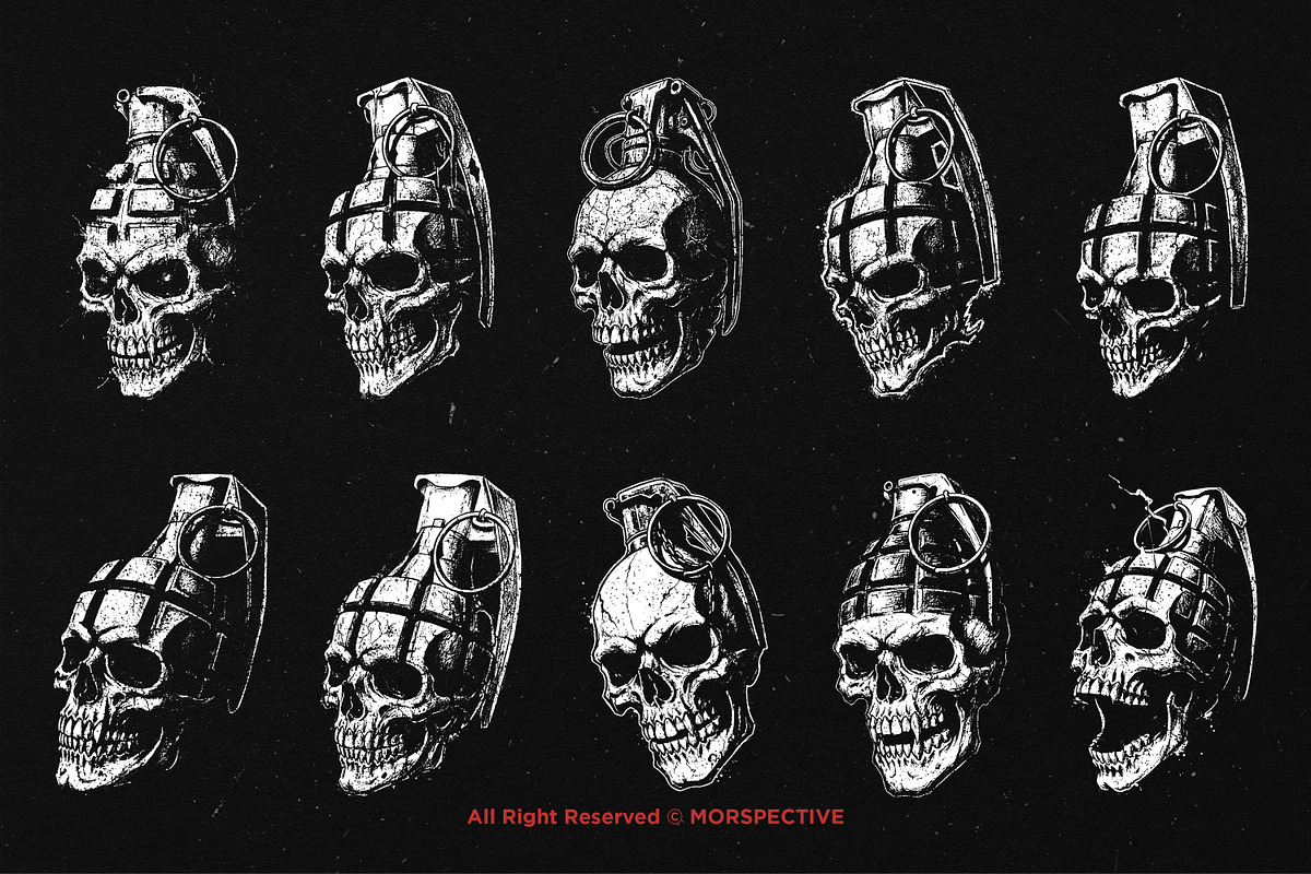 10 Bundle Dark Art Grenade Skull Bom, an Illustration by Morspective (Photo 6 of 7)
