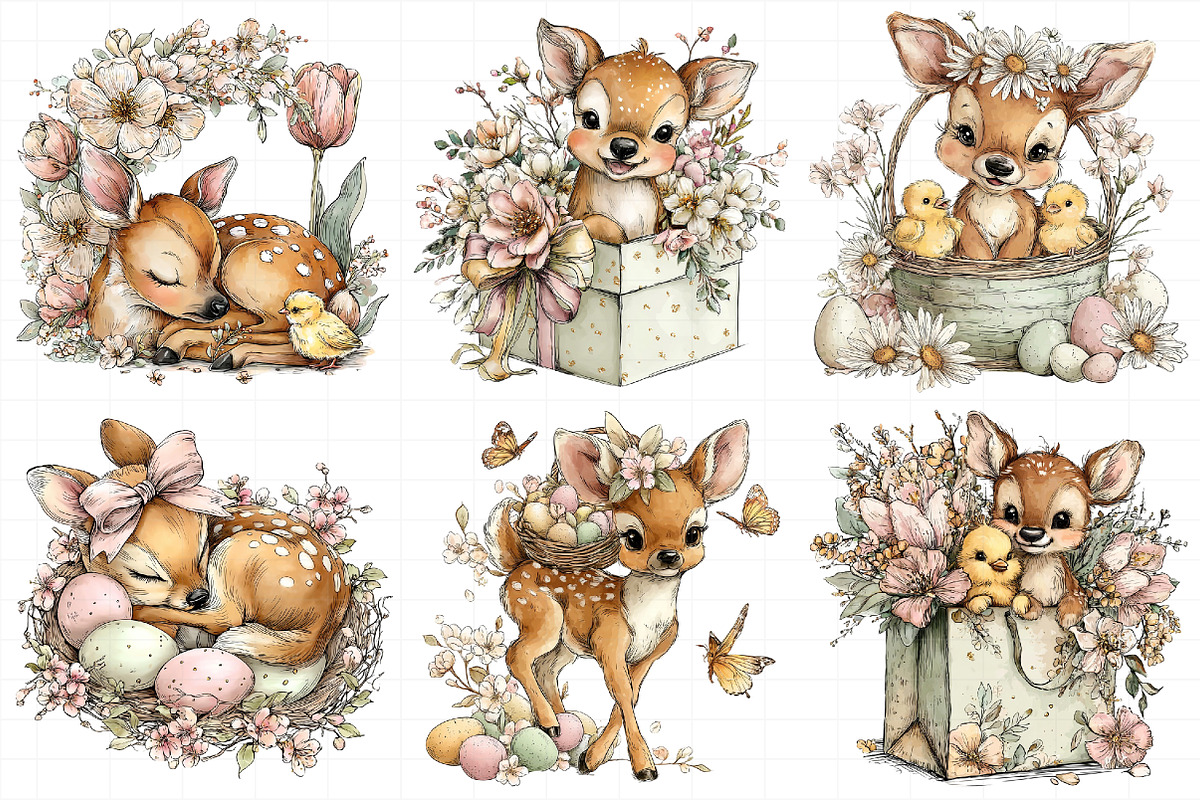 Whimsical Easter Cute Deer Clipart, an Illustration by Daily.Designs (Photo 6 of 7)