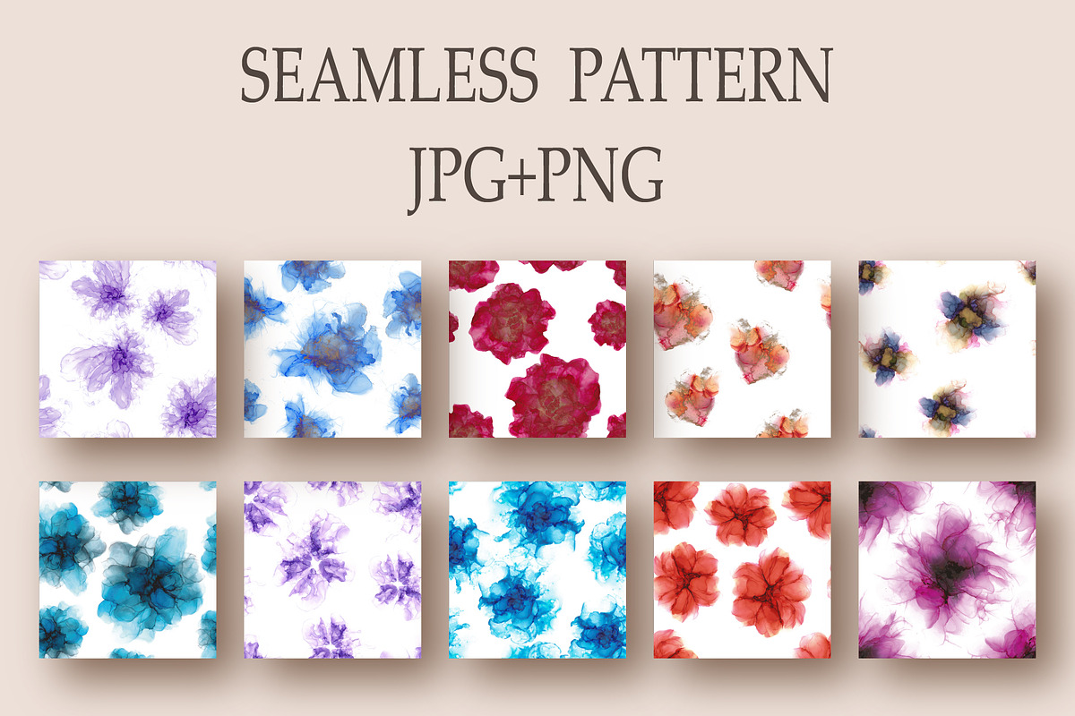 Flowers fluid art set 1., a Pattern Graphic by Digital illustration shop (Photo 2 of 4)