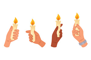 Multicolored hands hold burning wax, an Illustration by Vectorbuum