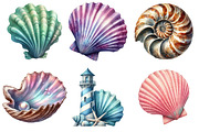 Ocean Sea Shell Sublimation Clipart, an Illustration by SinaCreation (Thumbnail 2 of 5)