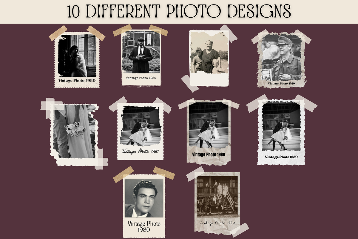 Vintage Photo Template Canva, a Texture Graphic by GraphiCarola (Photo 3 of 6)
