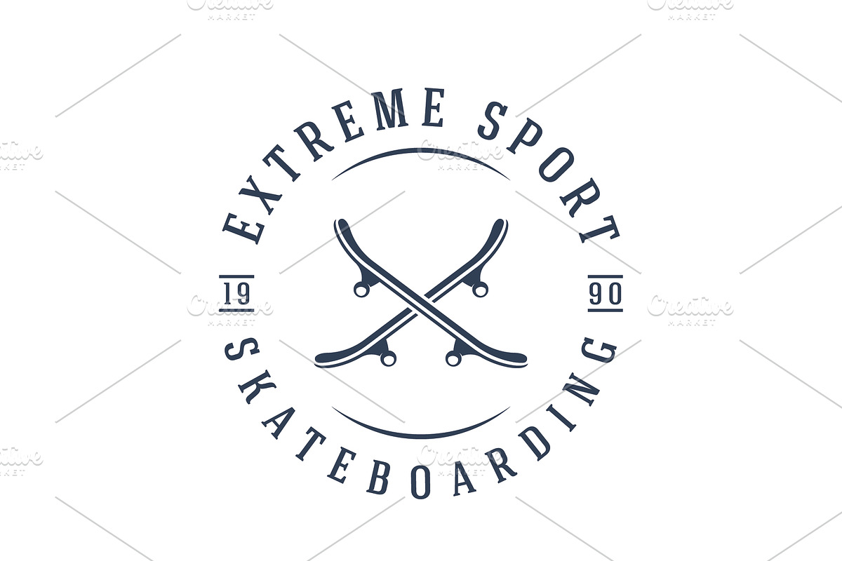 retro vintage skateboard logo design, a Branding & Logo Template by LOGOCREATIVE