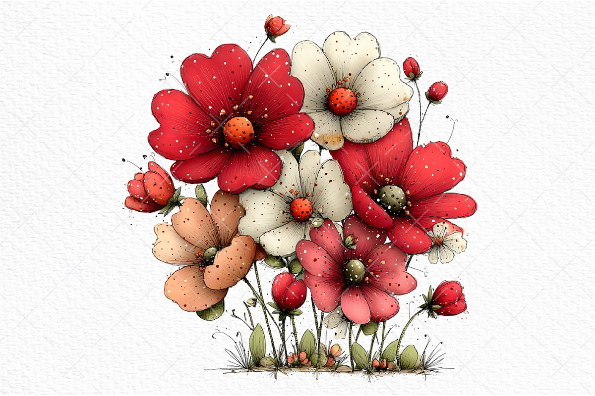 Whimsical Spring Flower Clipart, an Illustration by Craft Nest (Photo 9 of 11)