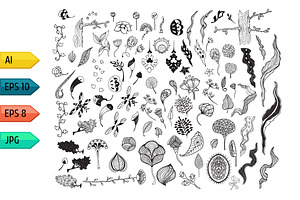 Set of vintage floral silhouettes