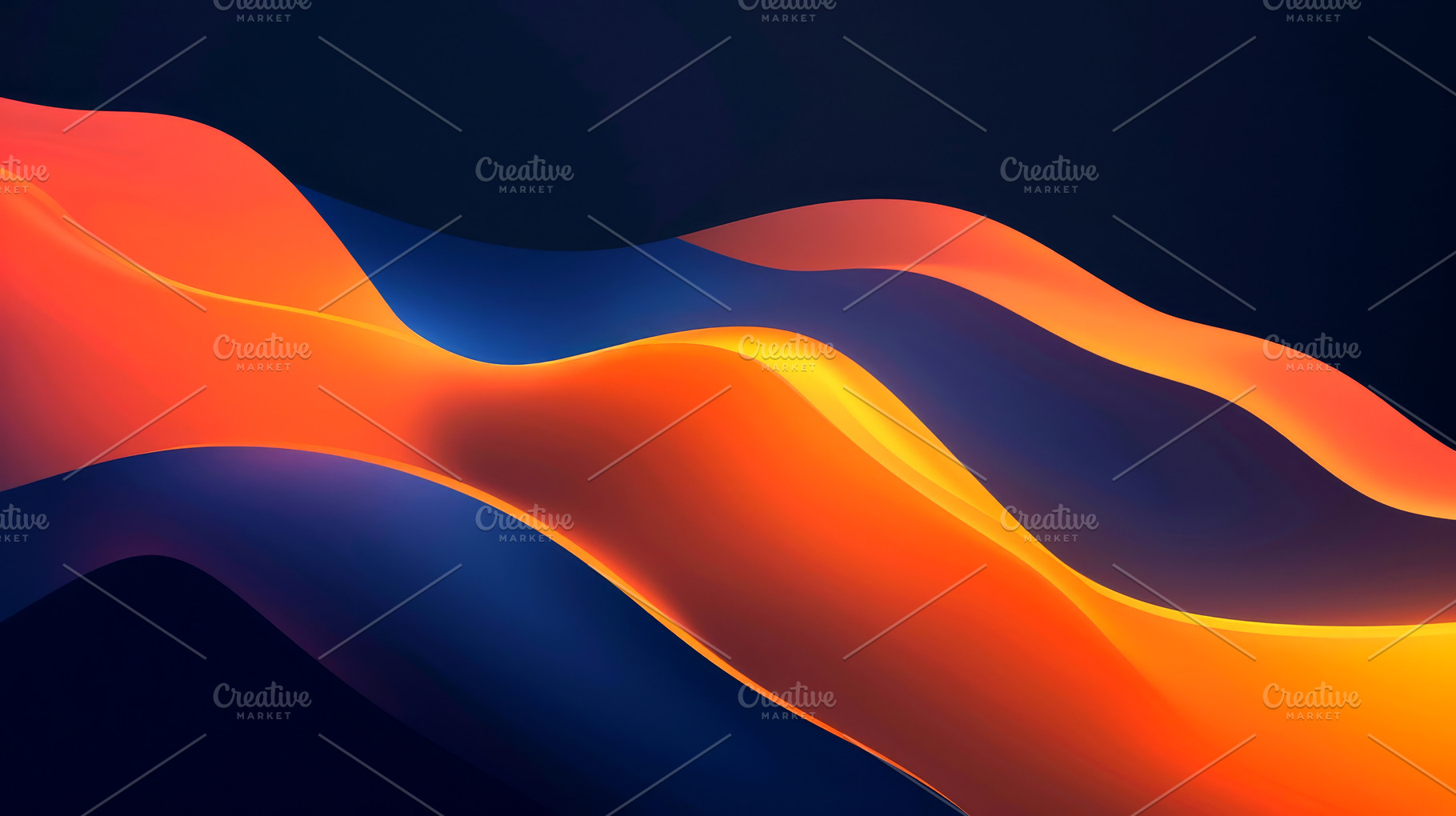 Orange and Blue Wavy Background, an Abstract Photo by Ocean Digital Art