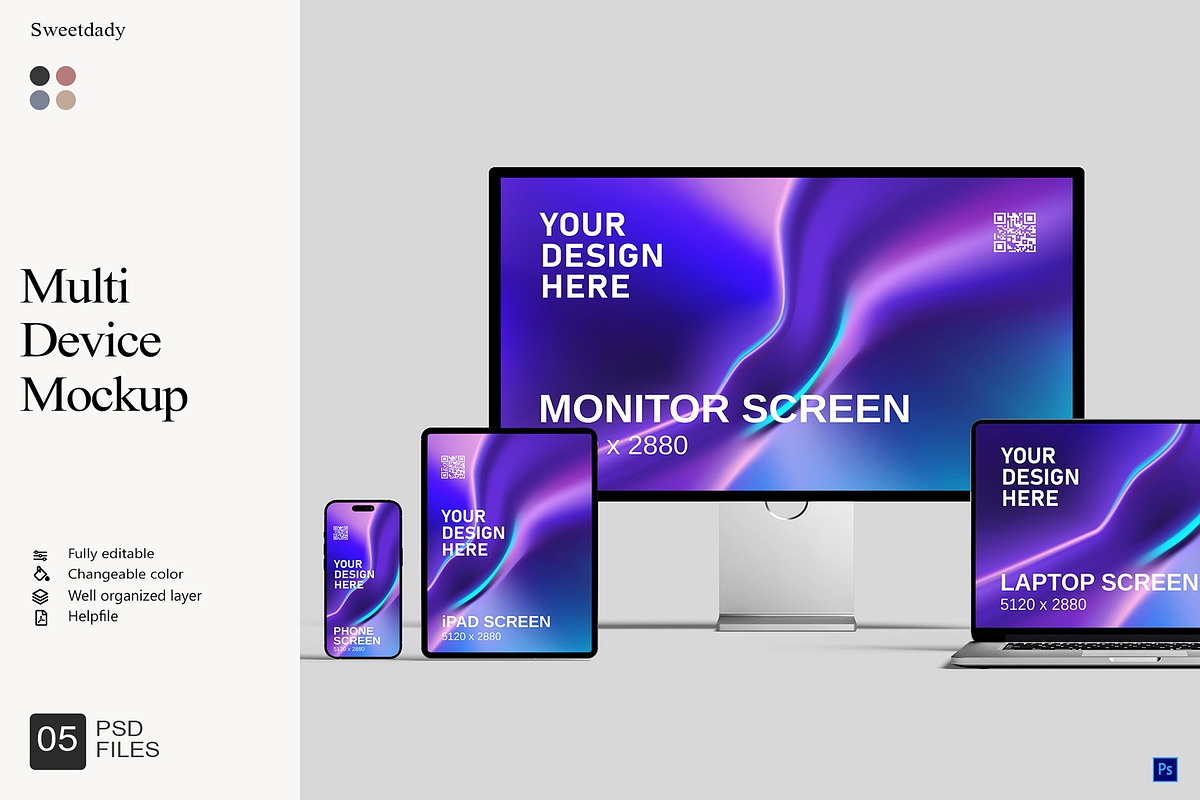 Multi Device Mockup Scene Creator, a Wearable Device Mockup by Sweetdady (Photo 1 of 9)
