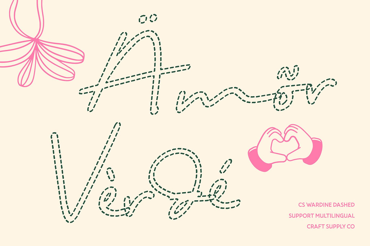 CS Wardine Dashed, a Script Font by Craft Supply Co. (Photo 7 of 8)