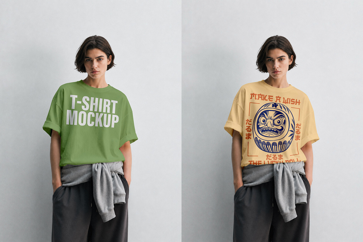 T-Shirt Mockup PSD - Female Model, a Shirt Mockup by Rymden_Fl (Photo 1 of 7)