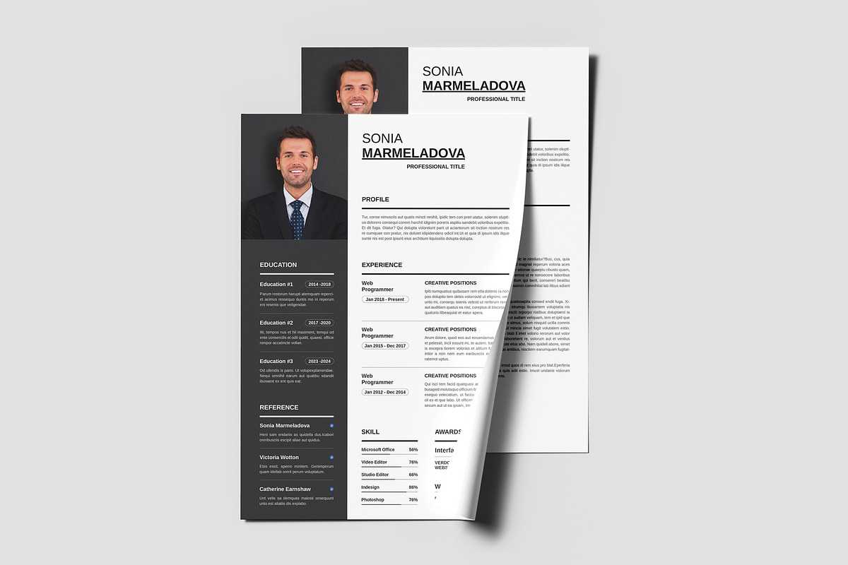 Modern Professional Resume CV Design, a Resume Template by PixelStudio (Photo 3 of 4)