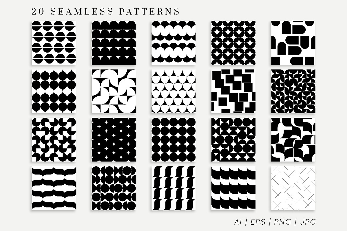BAUHAUS GEOMETRY SEAMLESS PATTERNS, a Texture Graphic by Creativemaker (Photo 2 of 12)