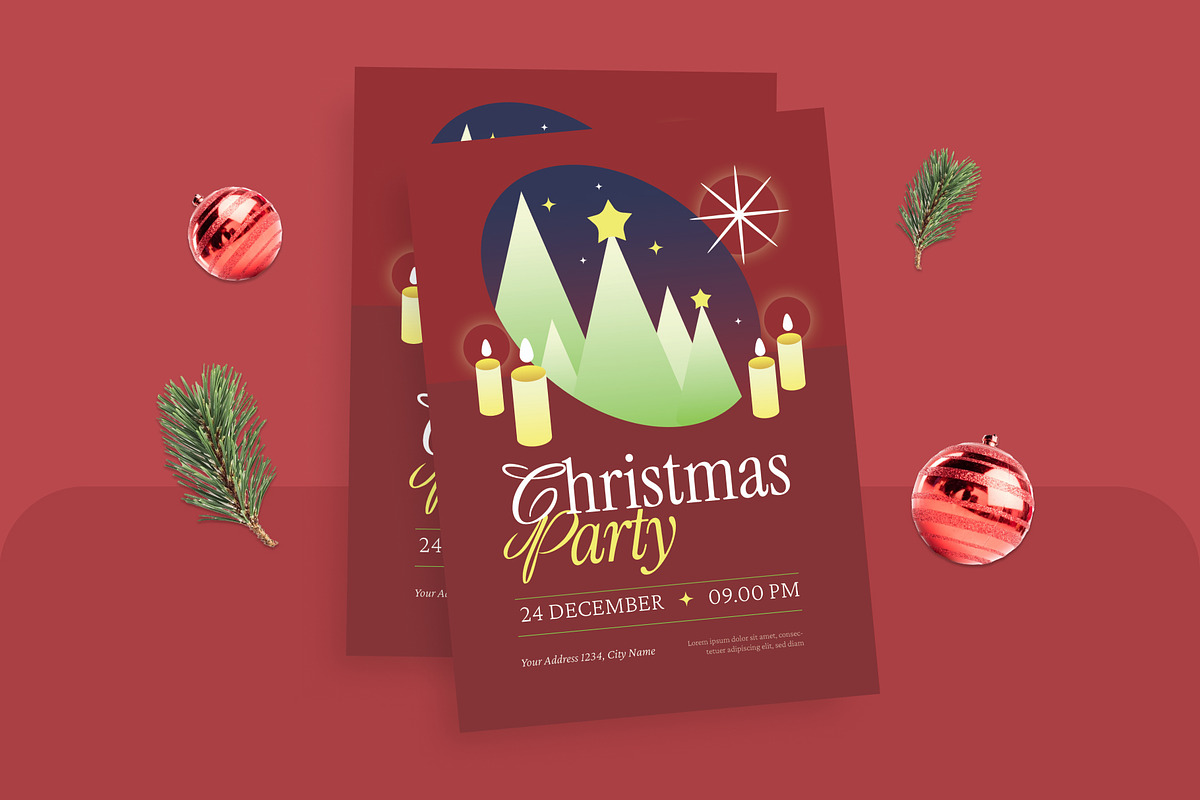 Elegant Christmas Party Flyer, a Flyer Template by Pink Bunny Studio (Photo 1 of 3)