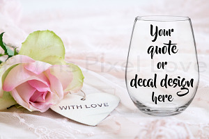 Pretty stemless wine glass mockup