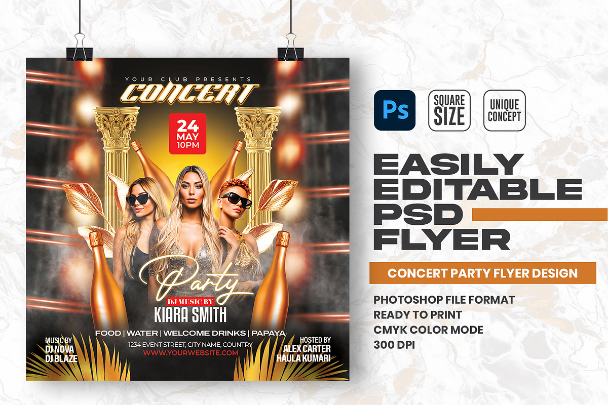 Concert female Party Flyer Design, a Flyer Template by Shajib Shikder (Photo 1 of 2)