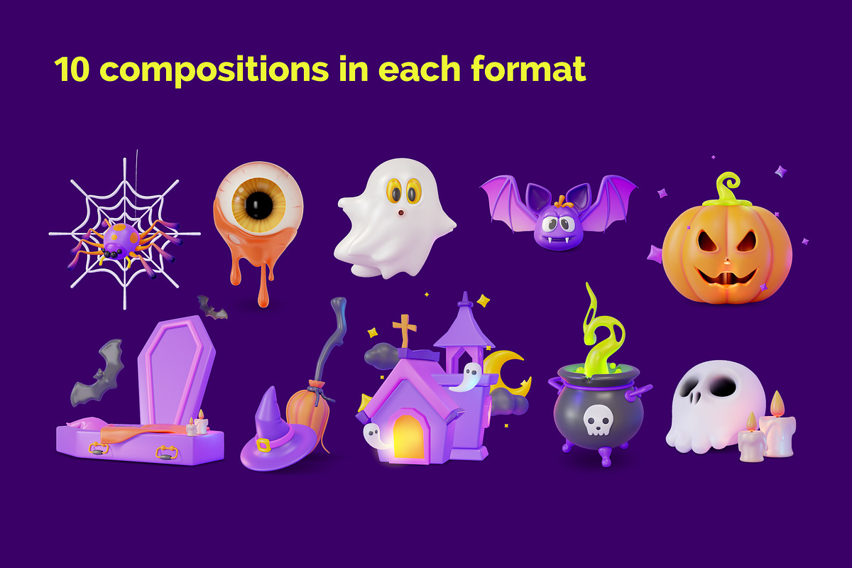 Spooky 3D Halloween Illustration Set, an Object 3D Model by 35lab (Photo 2 of 6)