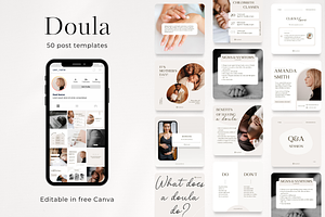 50 Doula Social Media Posts Template