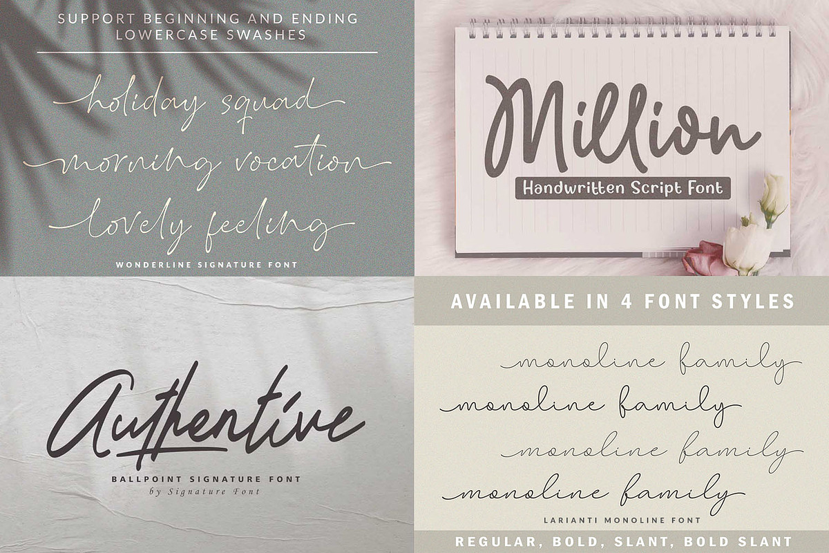 Monoline & Handwritten Font Bundle