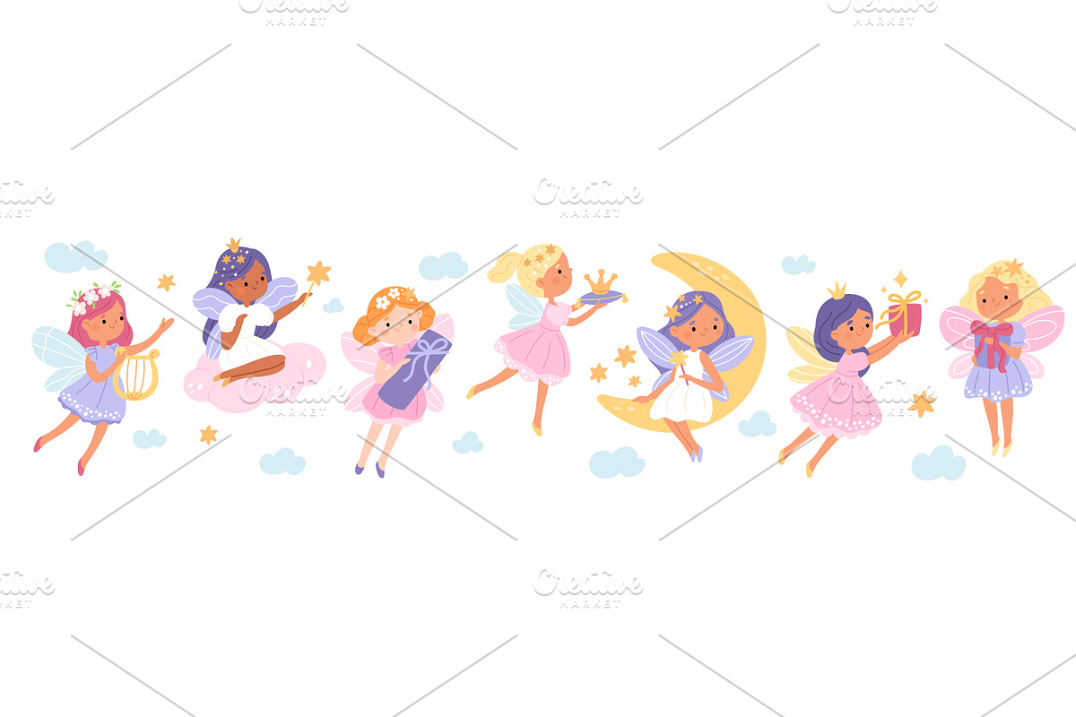 Magical fairies. Little girls, an Object Illustration by YummyBuum