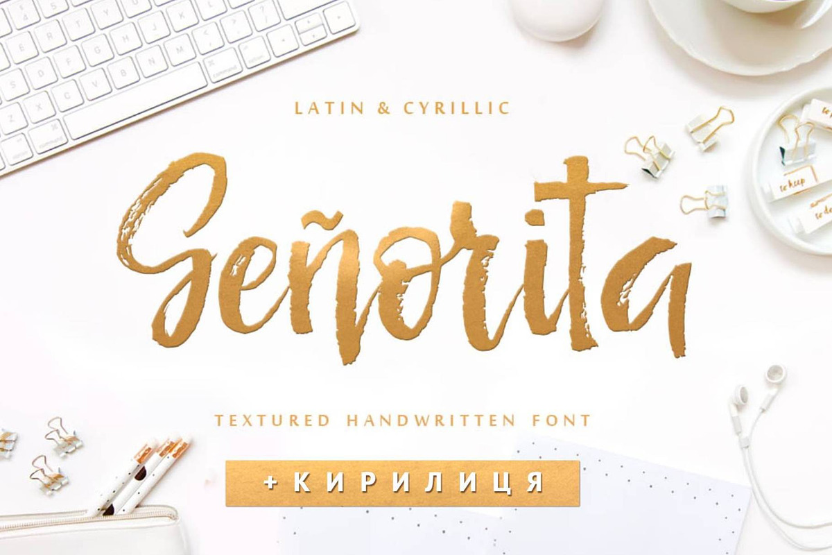 Senorita Cyrillic Textured Font, a Script Font by IraDvilyuk (Photo 1 of 10)