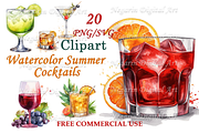 Tropical Watercolor Cocktail Clipart, an Object Graphic by Negarin Digital Art (Thumbnail 1 of 9)