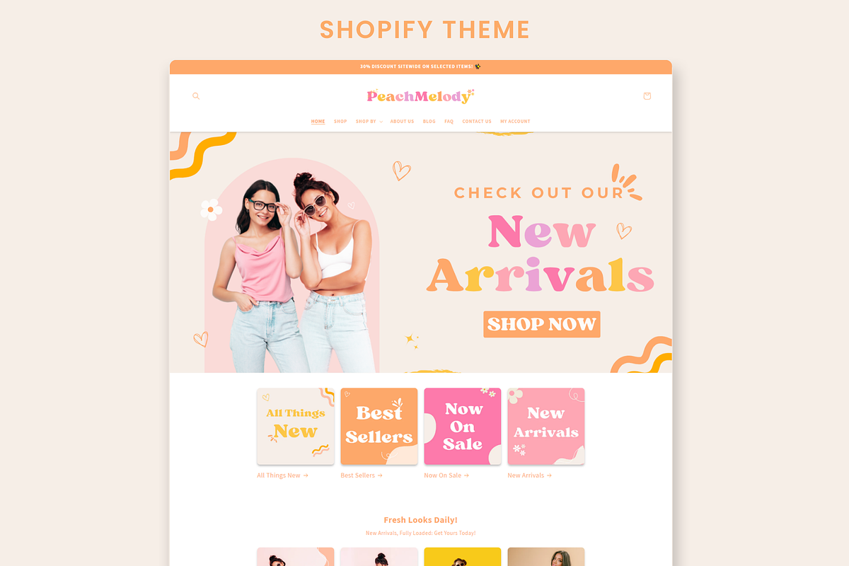 Peach Melody Boutique Shopify Theme, a Shopify Template by Websiteboy (Photo 1 of 10)