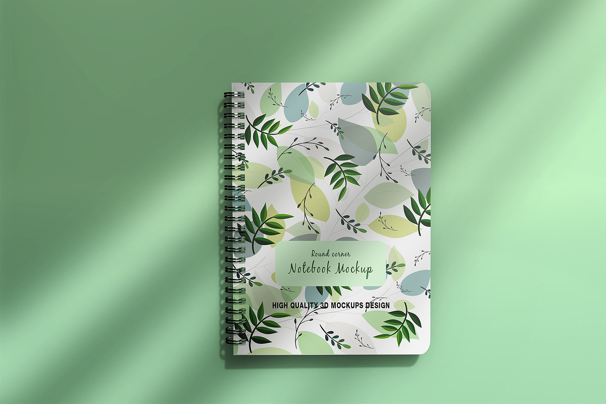 Realistic round notebook mockup, a Books & Magazine Mockup by Raihan Rahman (Photo 6 of 19)