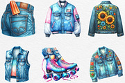 1990 Denim Summer Clipart, an Illustration by Black Bird Studio (Thumbnail 3 of 6)