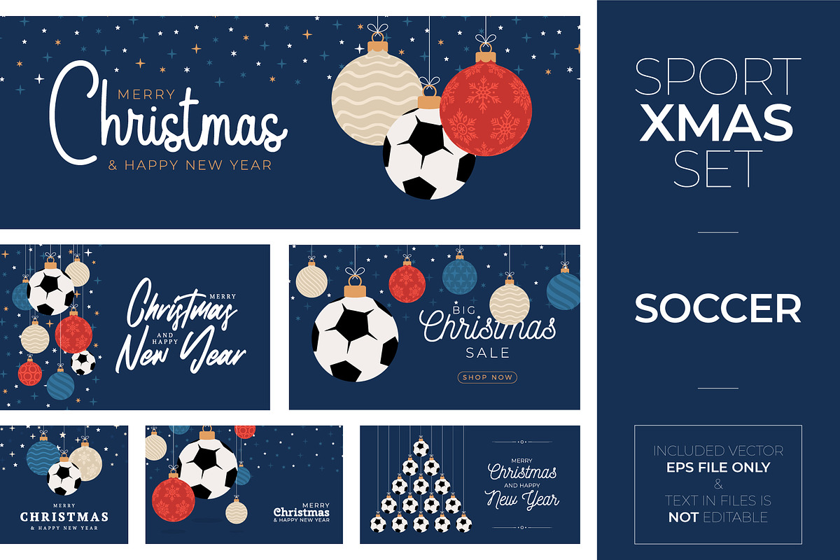 Soccer Christmas card set, a Decorative Illustration by Lunarts Studio
