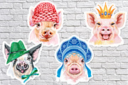 Cute watercolor pigs. Part 7, an Animal Illustration by Watercolor fantasy (Thumbnail 4 of 5)