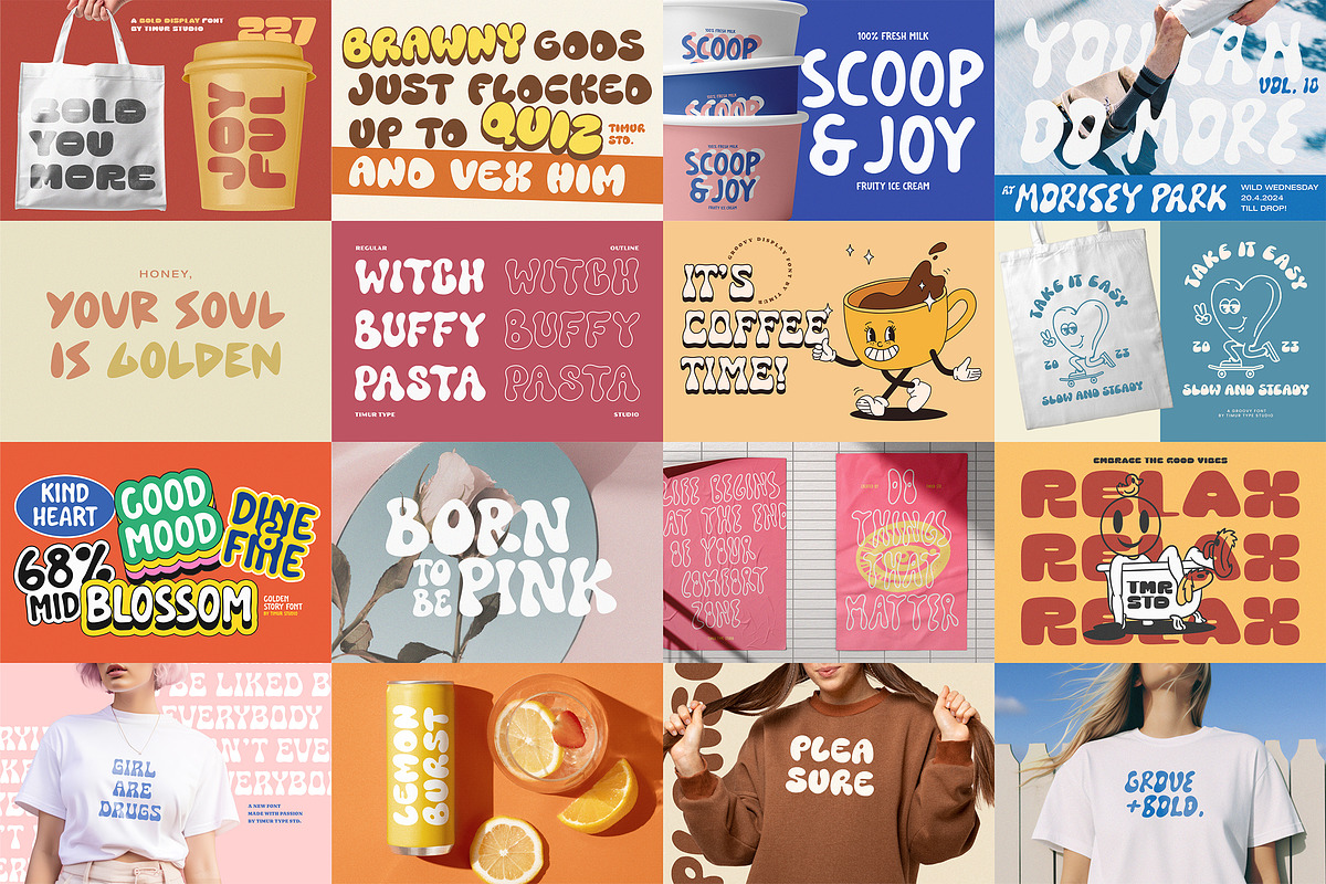 Groovy Display Font Bundle, a Handwritten Font by Timurtype (Photo 10 of 10)