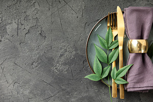Elegant Culinary Flat-Lay Collection with Gold Cutlery, Vintage Utensils, Spice, a Food & Drink Photo by Natalia Klenova's Shop