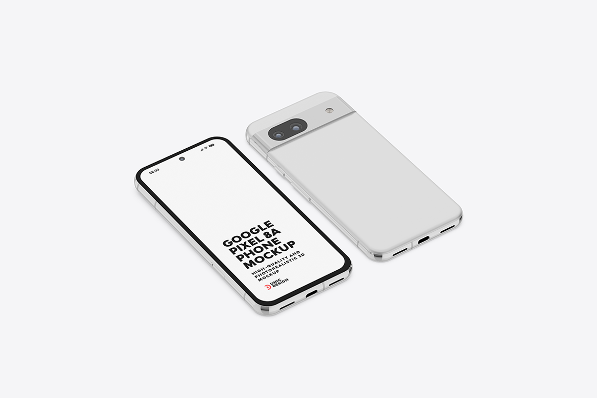 Google Pixel 8A Phone Mockup, an Android Mockup by UnicDesign (Photo 14 of 15)