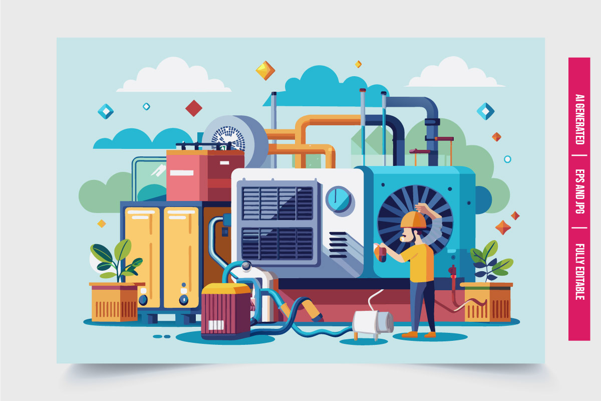 Industrial Worker Inspecting Equipme, an Illustration by Tanuart (Photo 3 of 3)