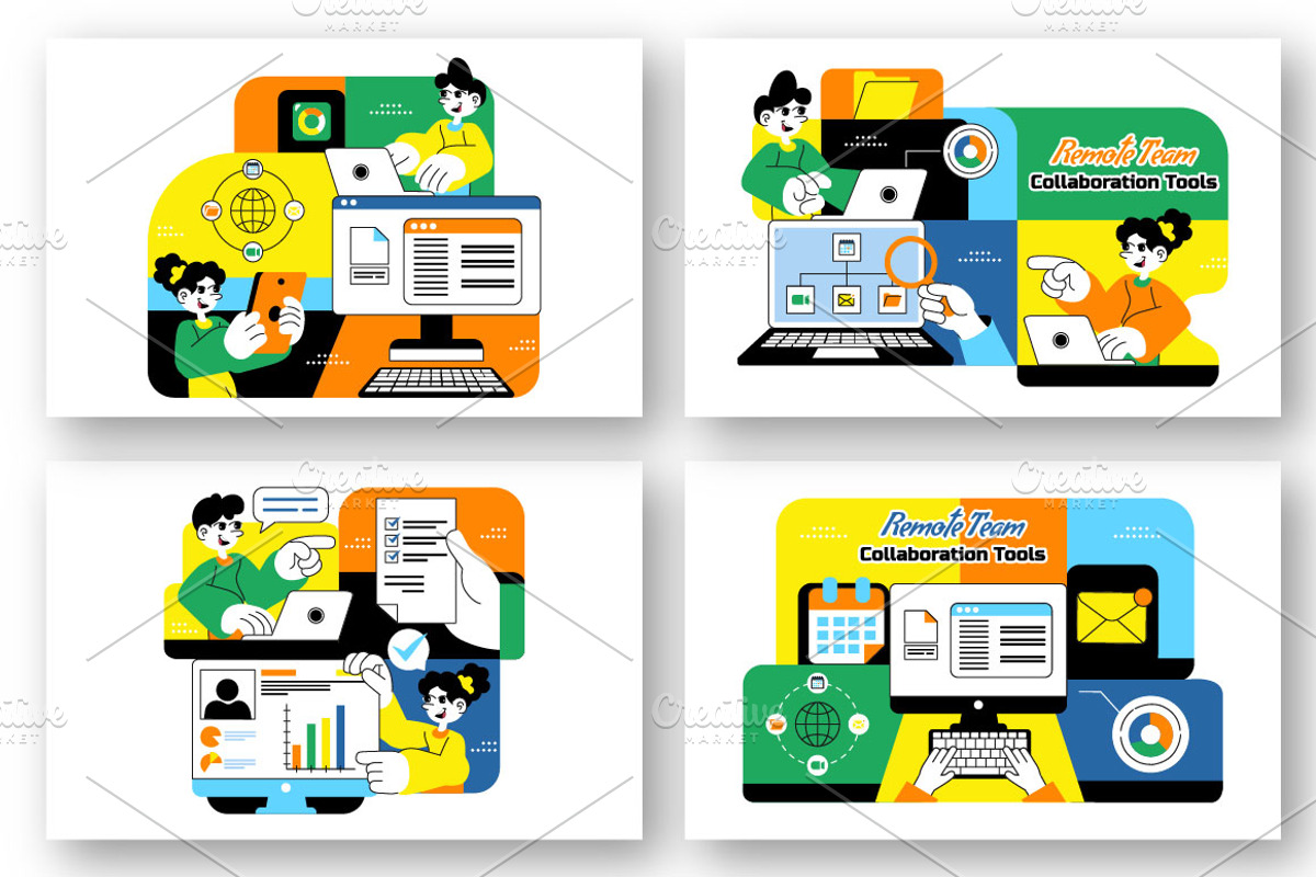 10 Remote Team Collaboration, a Technology Illustration by denayunebgt (Photo 3 of 4)