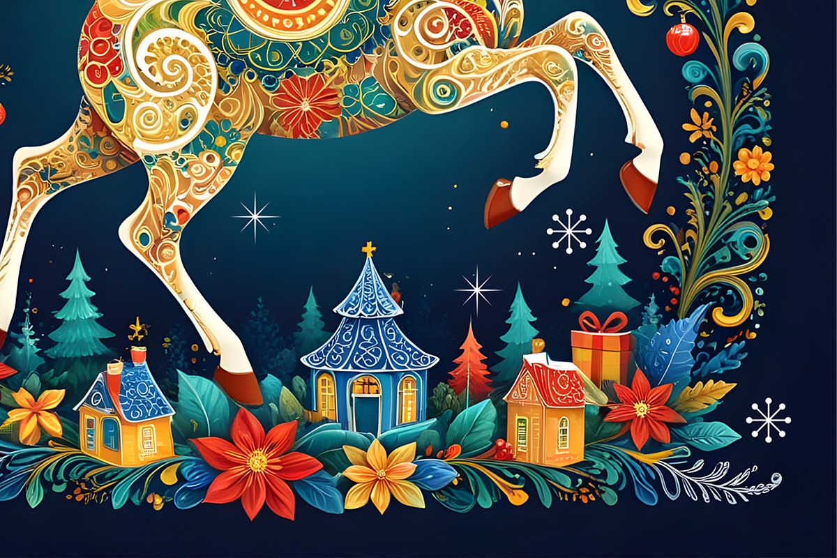 Winter Reindeer Print, an Animal Illustration by Sharon Schwalbe (Photo 3 of 3)