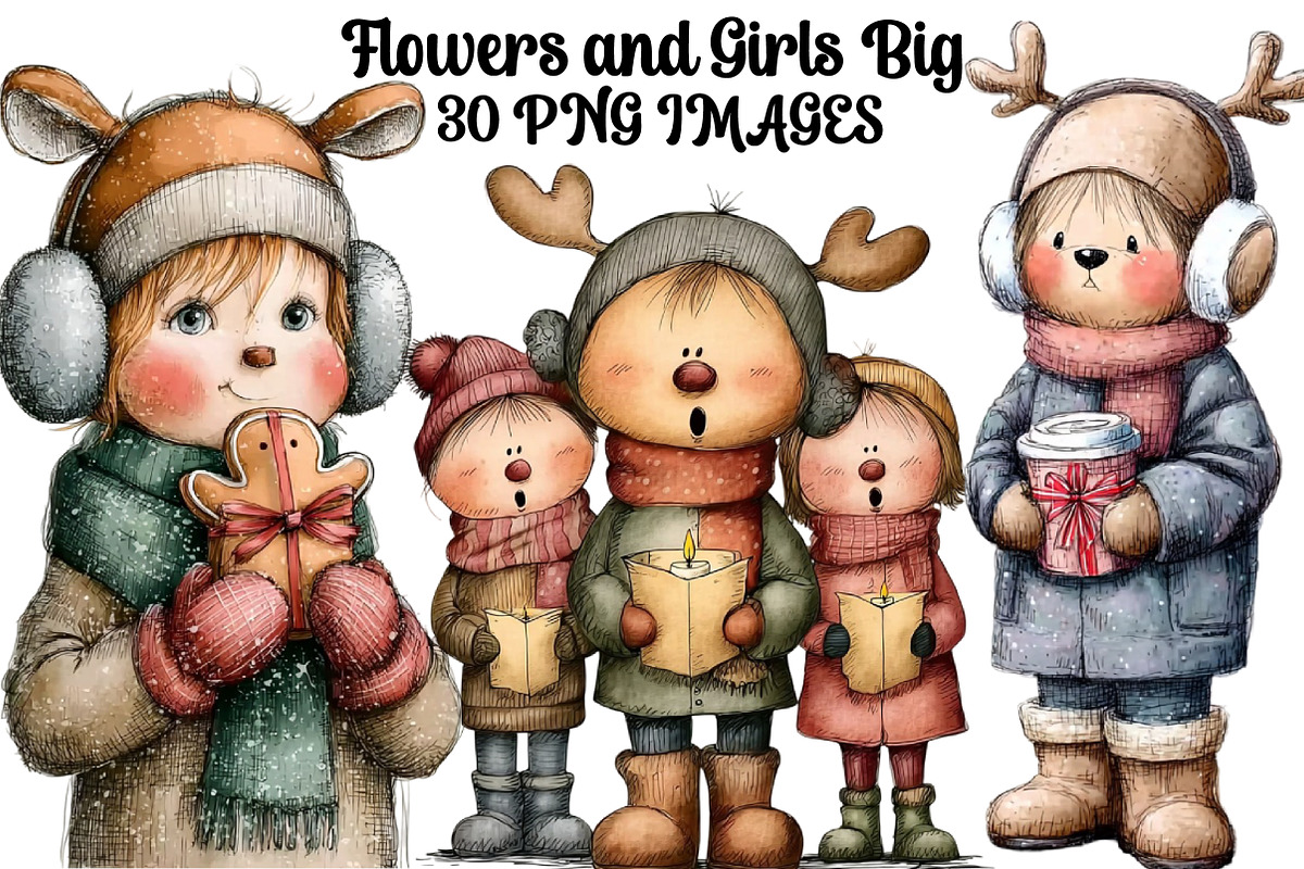 Flowers and Girls Big Clipart, an Illustration by DreamArtGraphic (Photo 1 of 5)