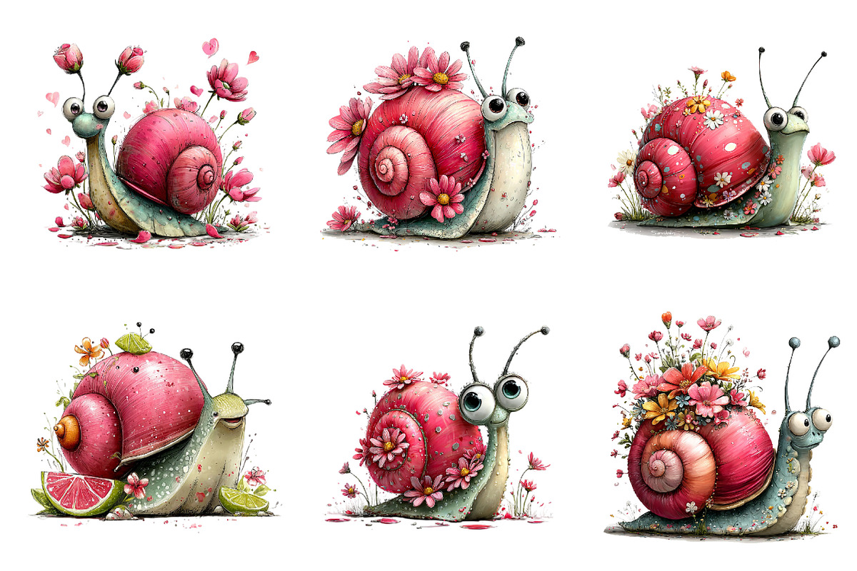 Whimsical Summer Snail Clipart, an Illustration by Dream Creation (Photo 2 of 8)