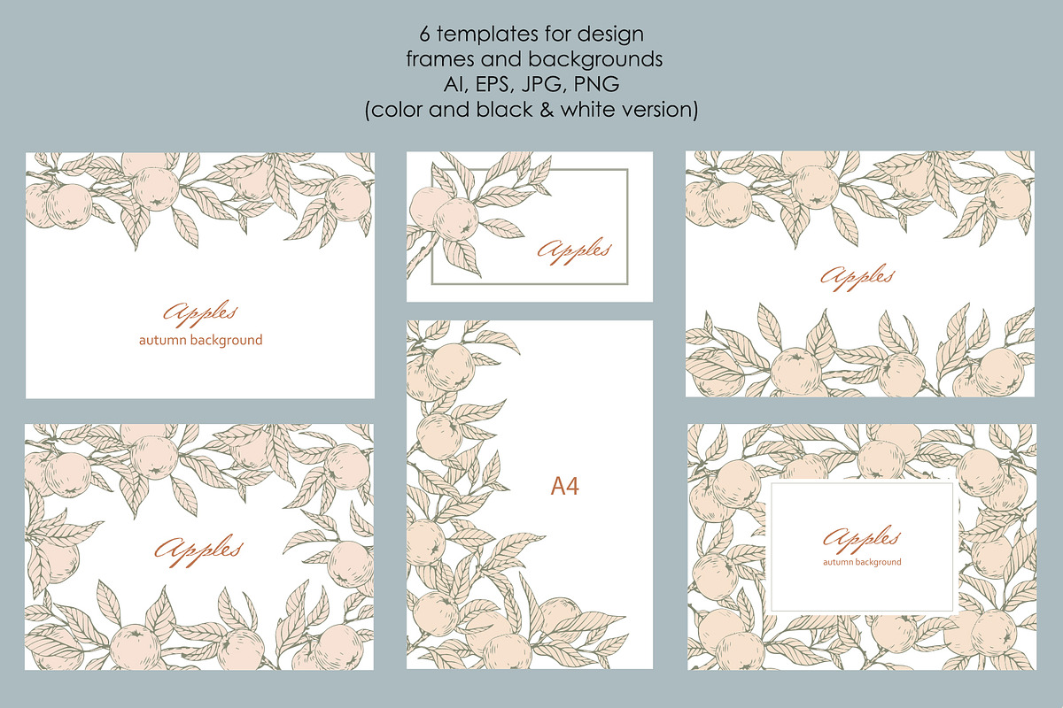 Apple blossom & fruit. Vector set, a Decorative Illustration by ON_lineart_store (Photo 11 of 12)