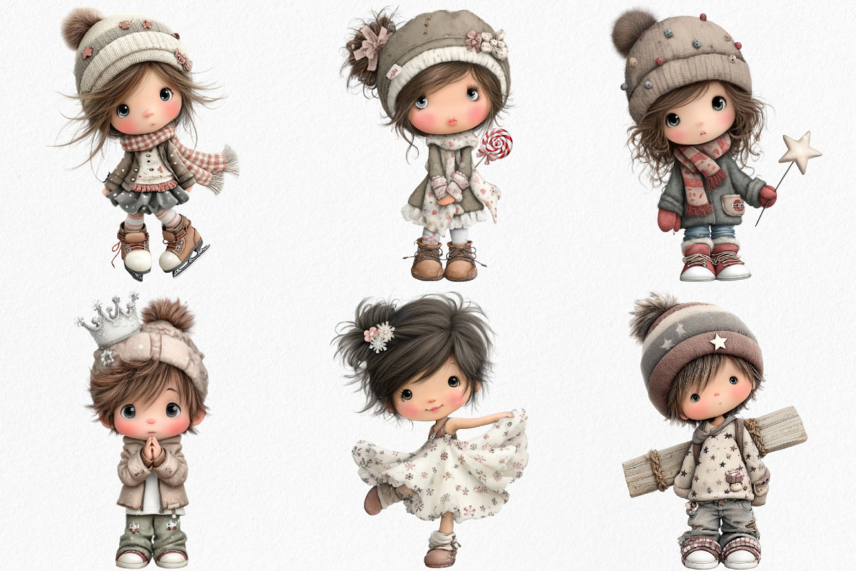 Watercolor Winter Kids Clipart, an Illustration by Canvas Craft (Photo 2 of 8)