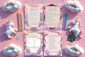 Unicorn Kids Daily Routine Printable, a Print Template by Sunny Jar Designs