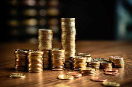 Stack of coins on black background, a Business Photo by AlyaAnd