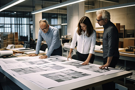 Architects working on plans for new, a Photo by Iftikhar Alam