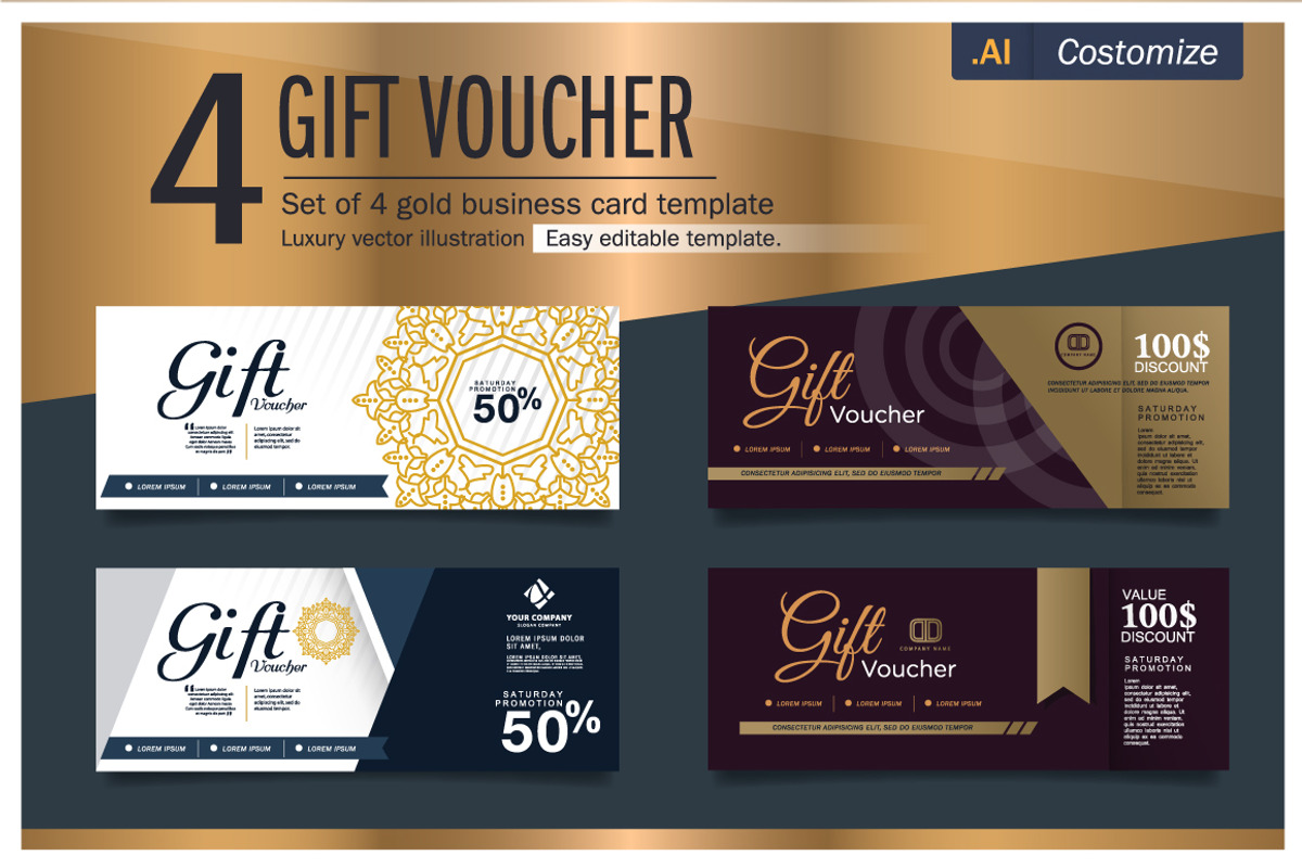 Gift Voucher Gold Template, a Business Card Template by The Sakeet (Photo 2 of 5)
