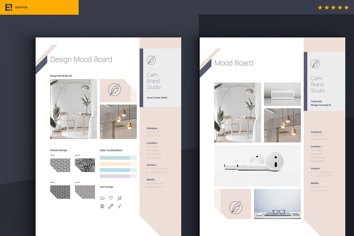 Calm Concept Design Mood Boards, a Stationery Template by Egotype (Photo 9 of 9)