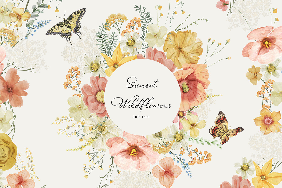 Sunset Wildflowers Delicate Flora, a Decorative Illustration by SunnyAfternoons (Photo 8 of 15)