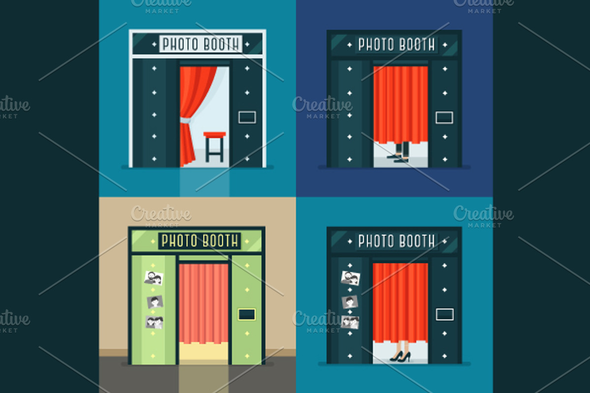 Vintage Photo Booth Machines Set, a Technology Illustration by Julia Batsheva